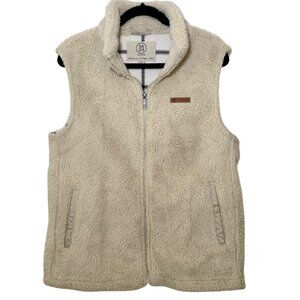 Sage Collective Sherpa Fleece Vest Cream Zip Up Plaid Lining Cozy Warm Medium